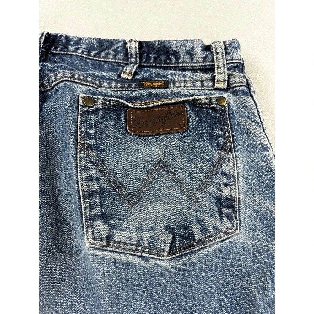 Wrangler 47MWZ Jeans Mens Blue Regular Fit Cowboy Cut Straight Leg 38x30